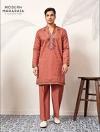 Orange Thread With Sequence Embroidered Designer Kurta Set