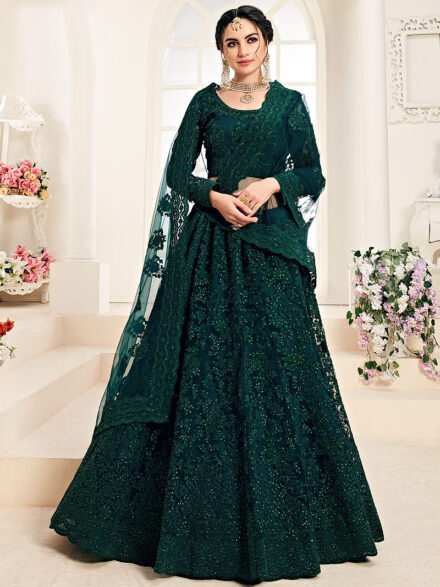 Dark Green Heavy Designer Bridal Wear Lehenga Choli – Fashionfy
