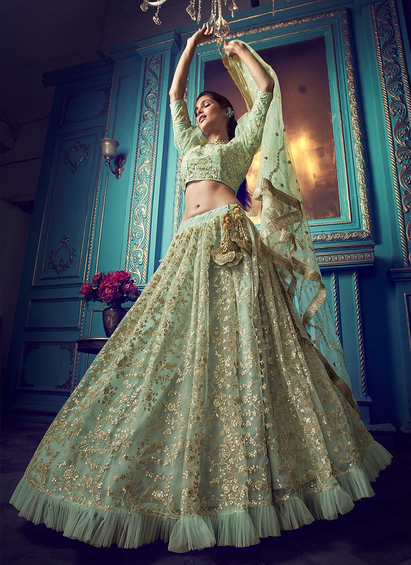 Buy Soch Women's Light Green Net Unstitched Lehenga Set With Stone Work  Online at Best Prices in India - JioMart.