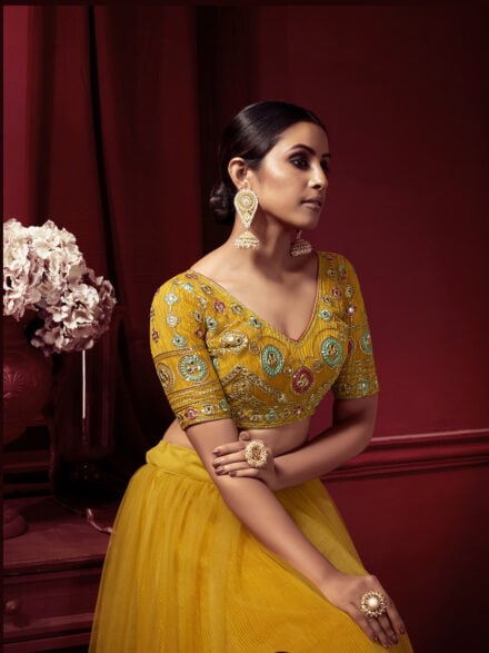 Pink-Yellow Lehenga Set. – Shyam Narayan Prasad