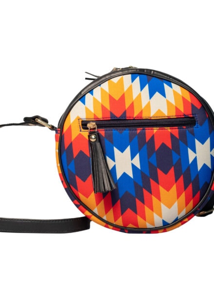 Multicoloured Patched Round Sling Bag