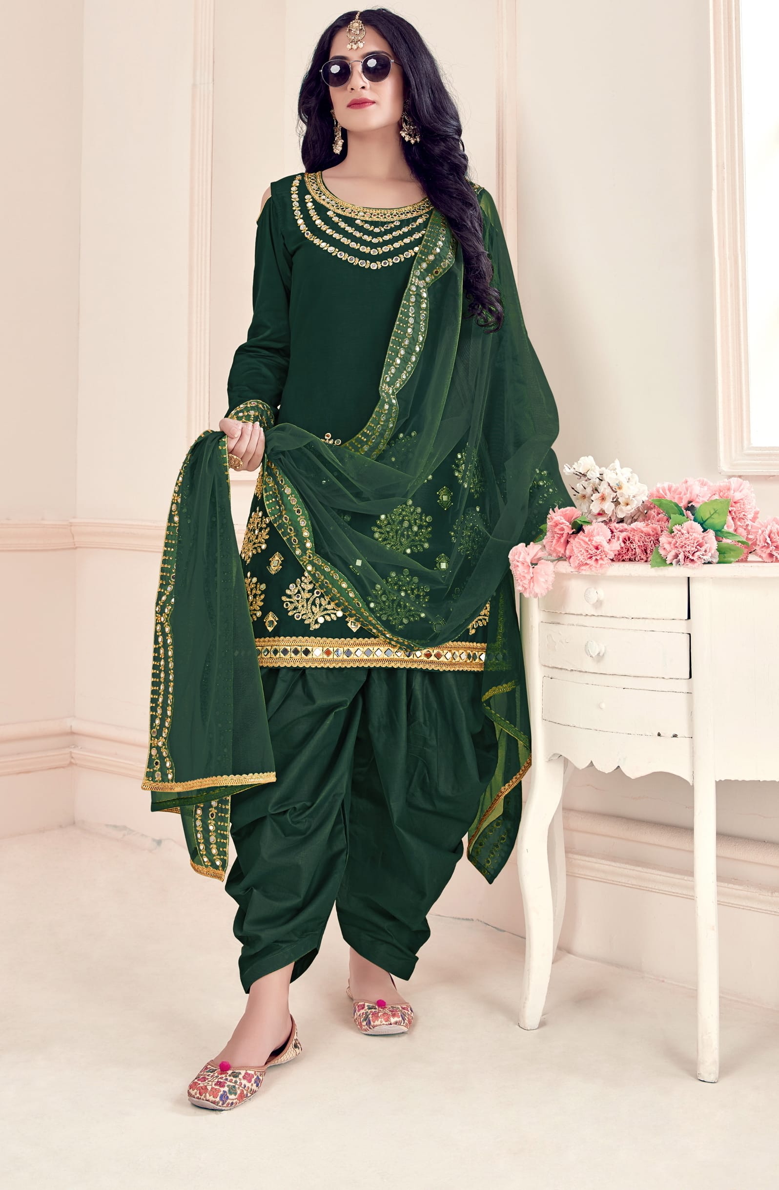 dark green patiala suit