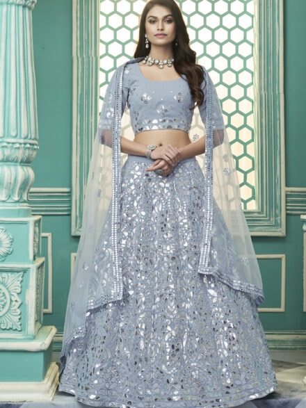 Gorgeous Light Blue Georgette Lehenga Choli in 2024 | Raw silk lehenga, Light  blue lehenga, Indian outfits lehenga