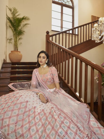 Pink Ethnic Semi-Stitched : Buy Pink Ethnic Baby Pink Georgette Semi  Stitched Lehenga & Unstitch Blouse with Dupatta (Set of 3) Online | Nykaa  Fashion