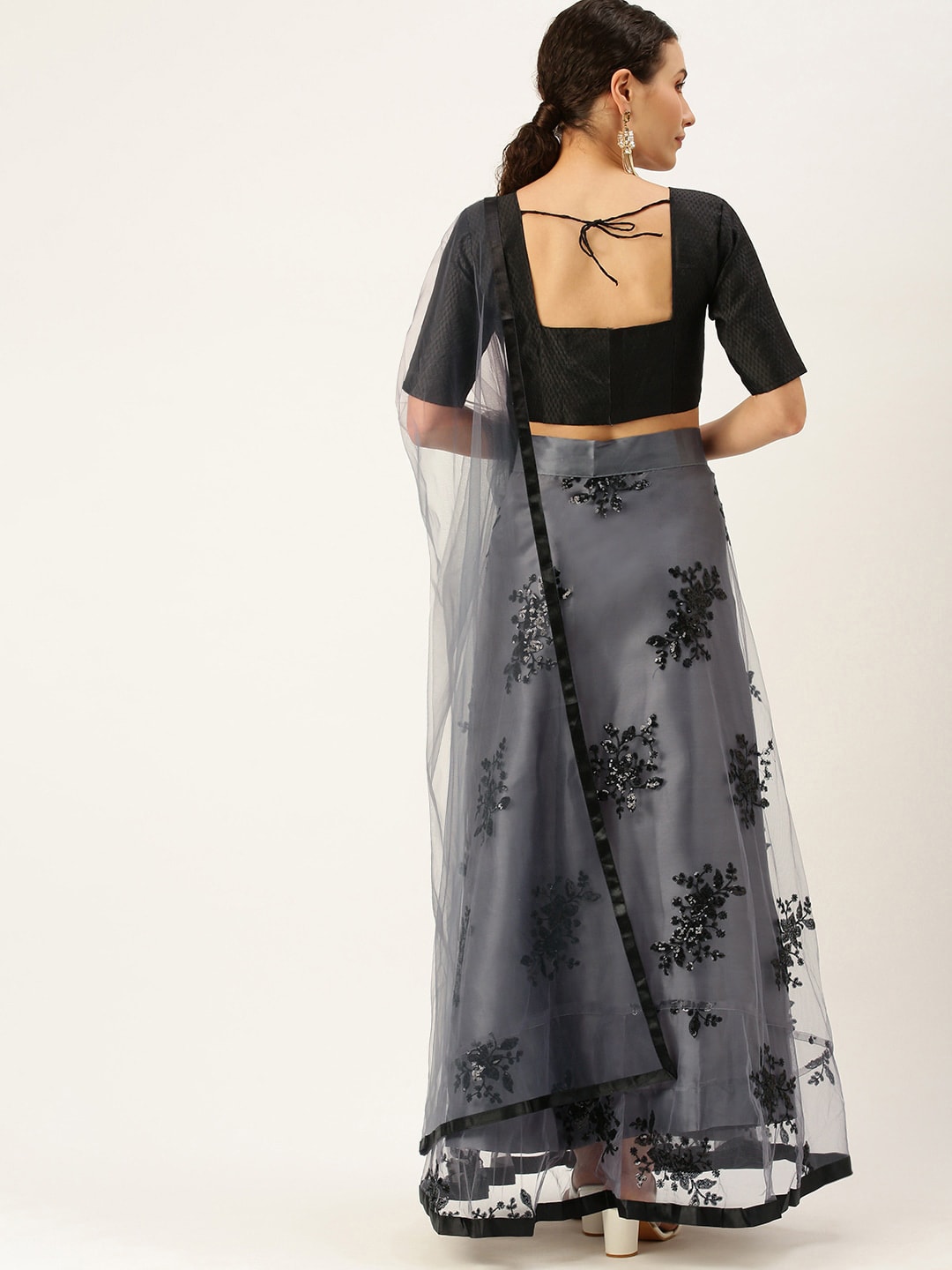 VVANI BY VANI VATS presents Charcoal Grey Mirror Seam Lehenga With Mirror  Blouse exclusively available only on FEI