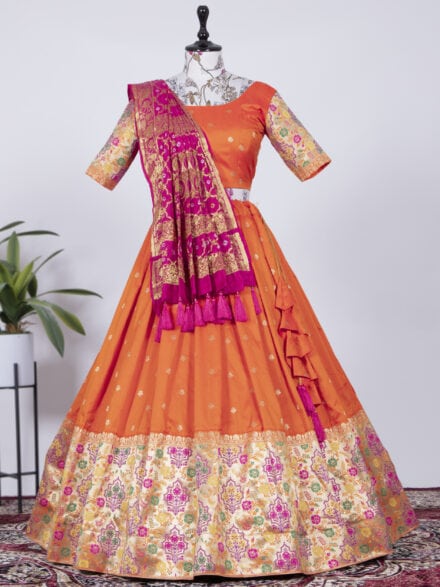 Pink and Orange Indian Bridal Wear