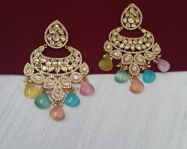 Latest Design Kundan Earrings in Ruby - Sonal Fashion Jewellery