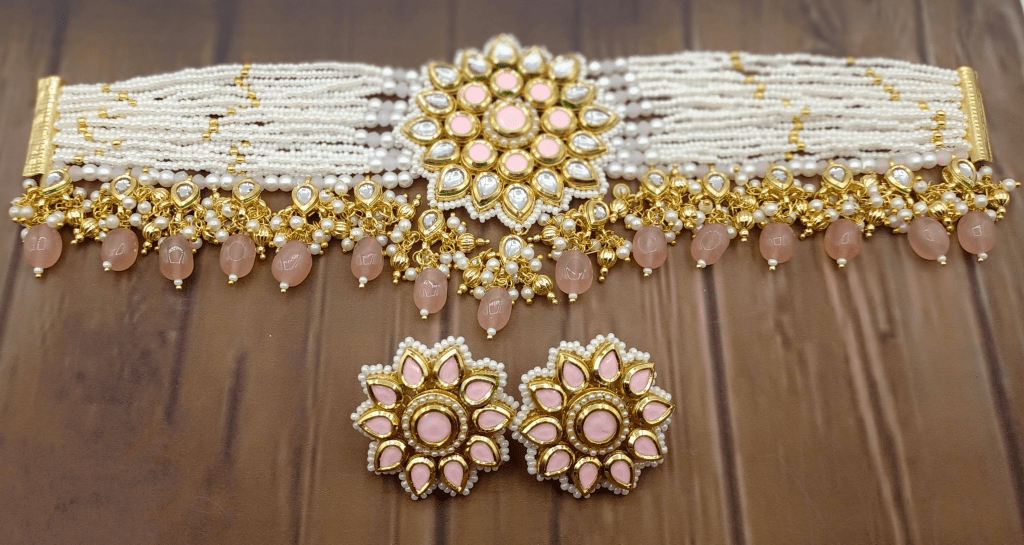 Peach clearance kundan jewellery