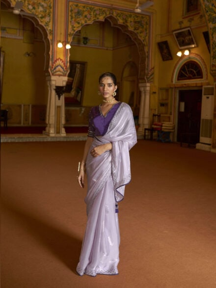 Printed Digital Print Designer Glowing Purple Silk Saree, 6 m (with blouse  piece) at Rs 748 in Surat