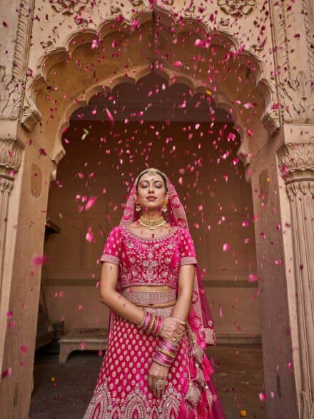 Dark Pink Art Silk A Line Lehenga Wedding Wear - Hijab Online
