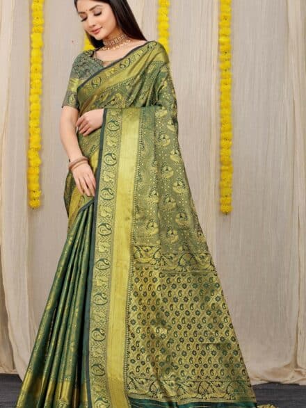 Green Art Silk Saree In Printed Style 4877SR12