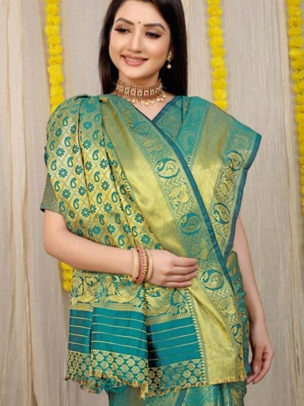 Peacock Green Shaded Georgette Silk Saree | Saree designs, Party wear sarees,  Silk sarees