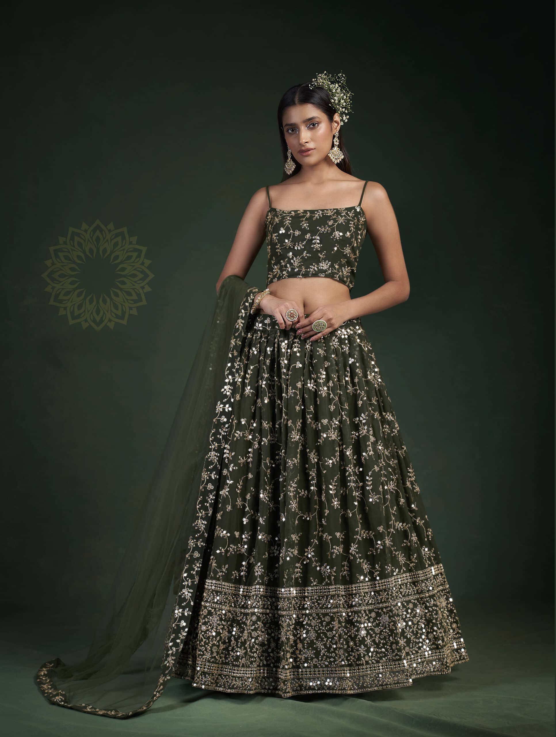 Black,Green Soft Cotton Designer Lehenga Choli | Navratri chaniya choli,  Chaniya choli, Navratri dress