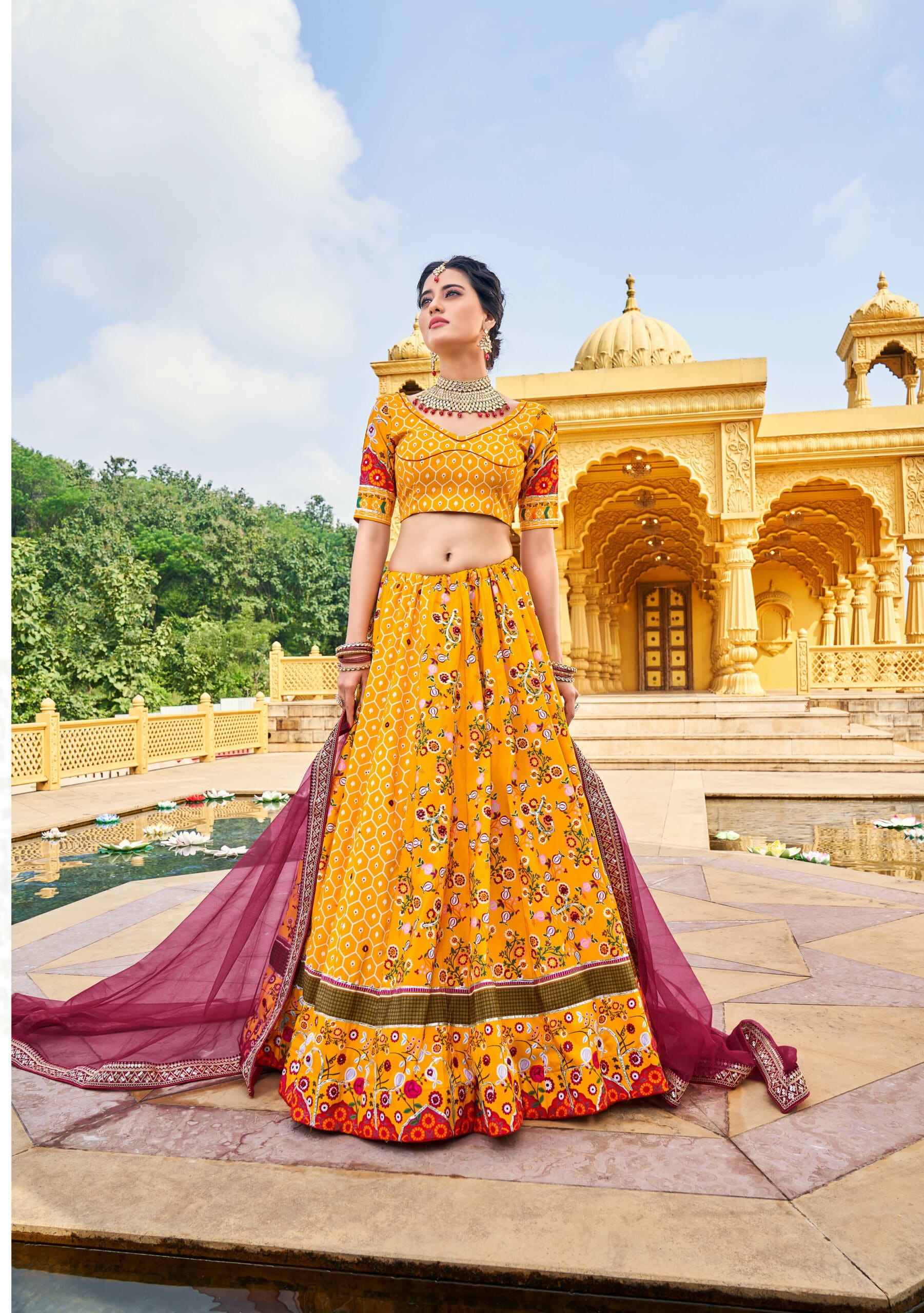 Traditional Festive Wear Butter Silk Yellow Lehenga Choli Crafted With Real  Mirror Work – Kaleendi