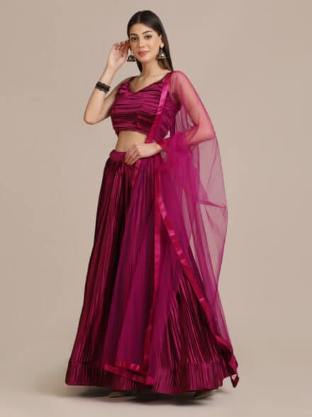Buy Red Viscose Linen Satin Hand Embroidered And Bandhani & Lehenga Set For  Women by Label Varsha Online at Aza Fashions.