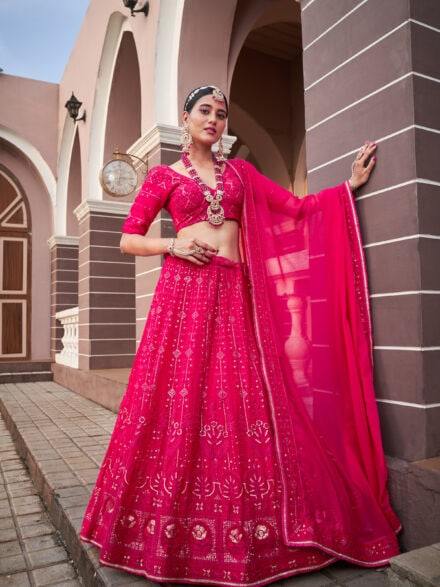 Designer Function Wear Dark Pink Colour Lehenga Choli at Rs 4500 | डिज़ाइनर  लहंगा चोली in Chandigarh | ID: 23048096397