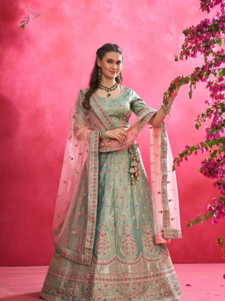 Latest New Sea Green Colour Net Lehenga Choli