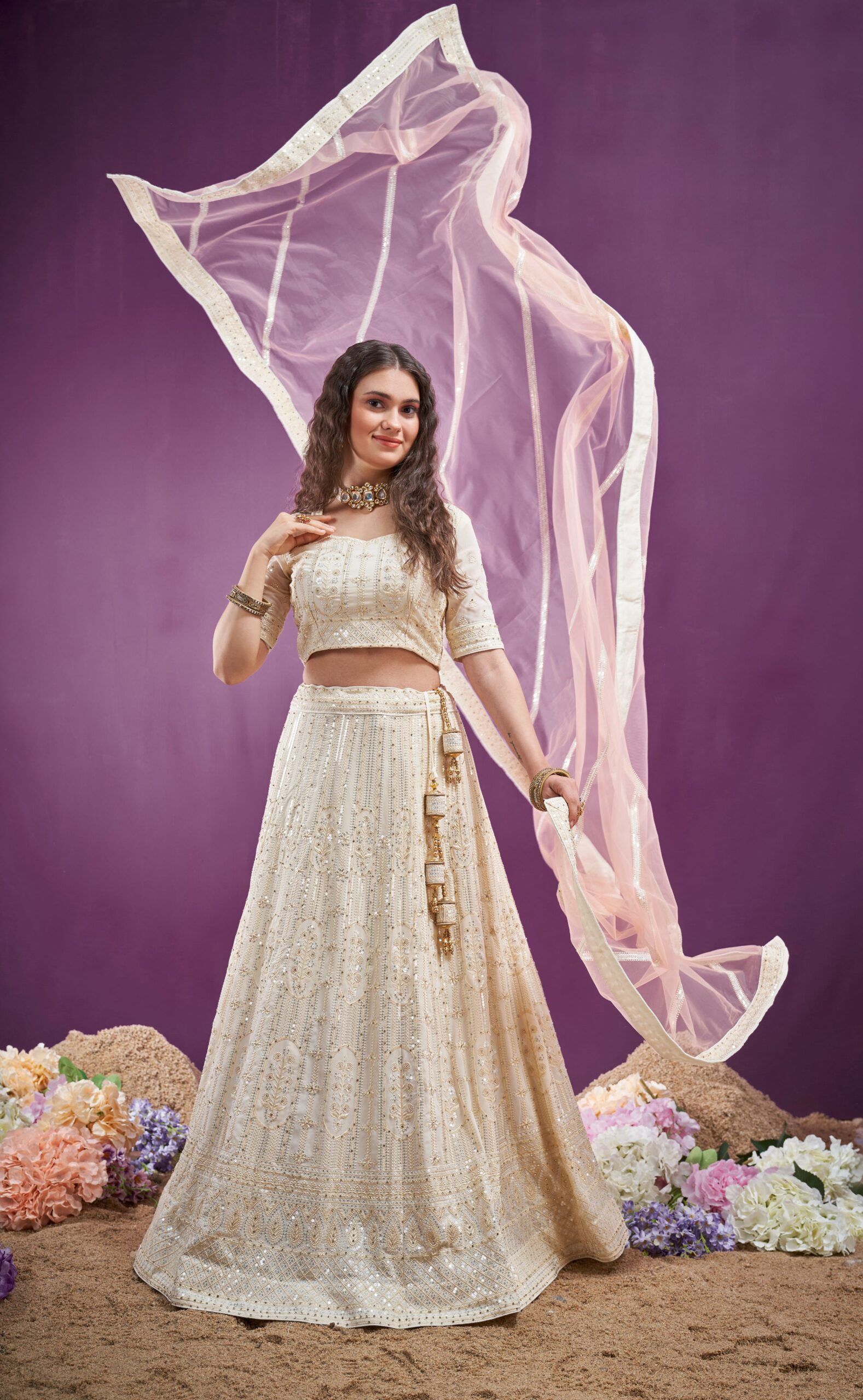 Cream Color Wedding Wear Designer Semi-Stitched Lehenga Choli :: MY SHOPPY  LADIES WEAR