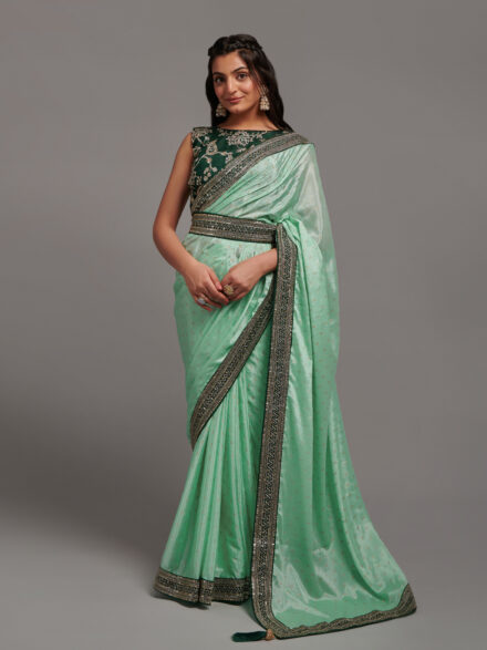 Buy Very Much Indian PREMIUM! Pastel Mint Green Jamdhani Cotton Saree With  Beautiful Pallu* at Amazon.in