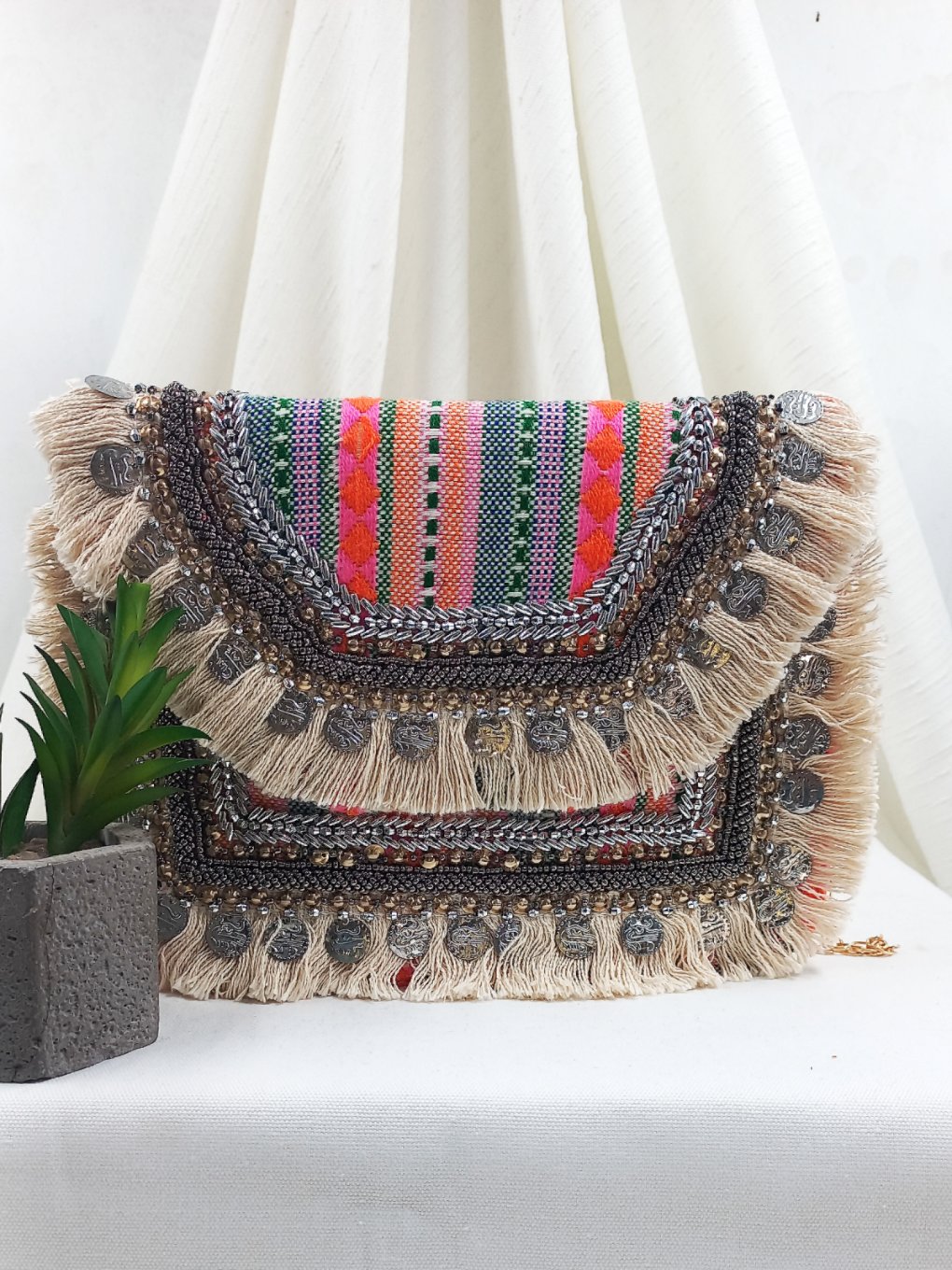 Multicoloured Coin Design Boho Sling Bag Maharani