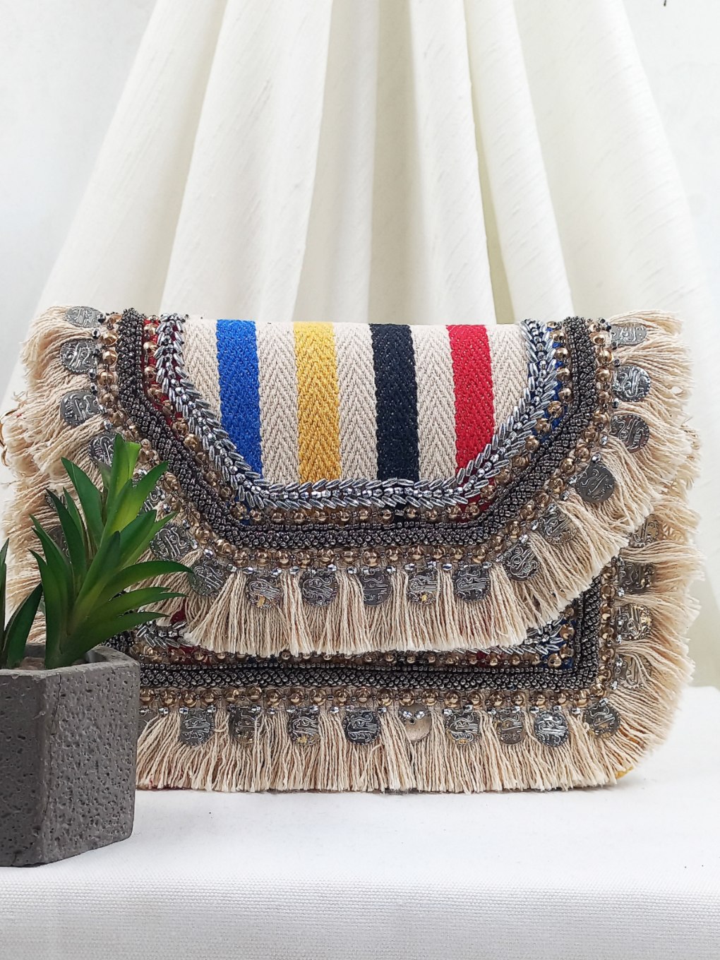 Strips Coin Design Boho Sling Bag Maharani