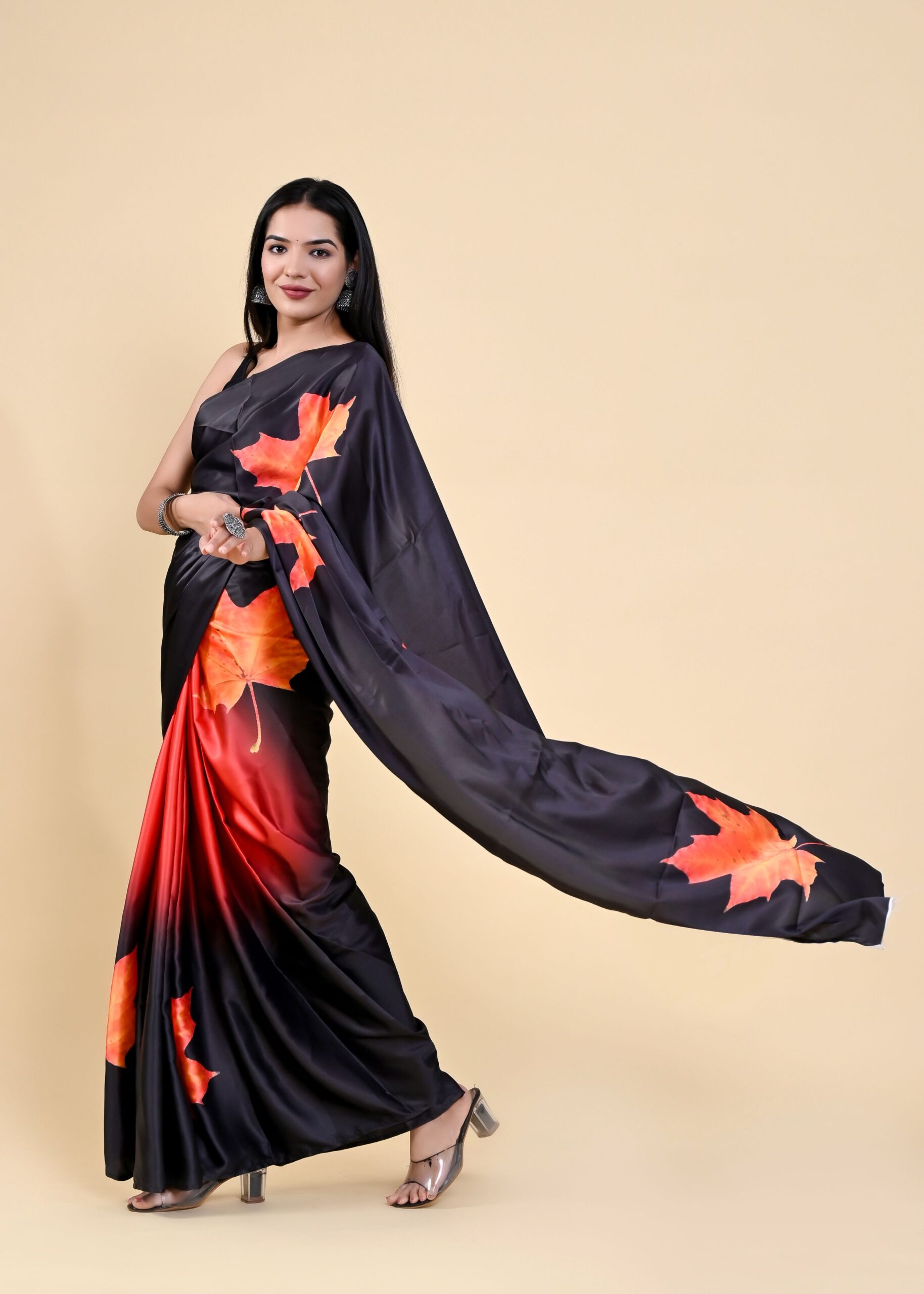 Buy SUBHODHARASAREE Striped Handloom Cotton Blend Orange, Black Sarees  Online @ Best Price In India | Flipkart.com