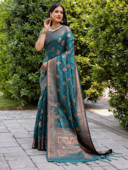 Exclusive sea blue saree by Jada by Mousumi Kabir