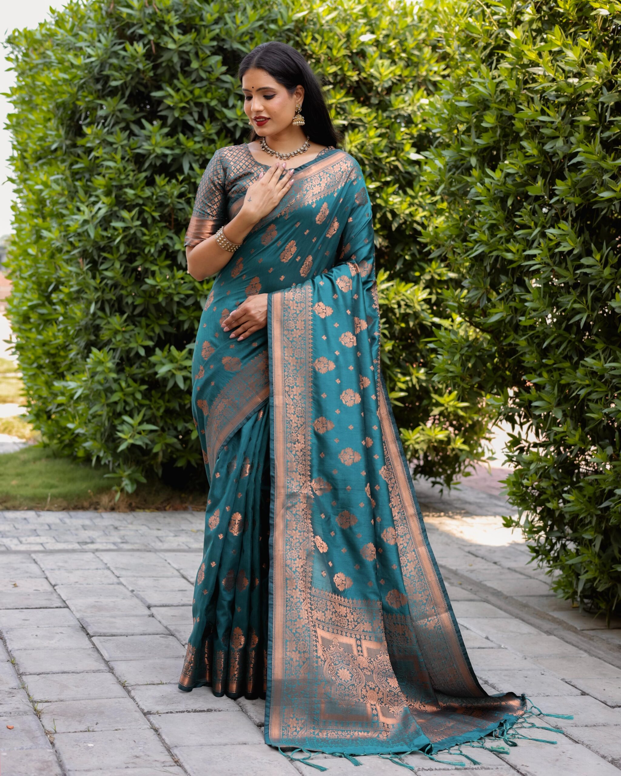 Sea Blue Dola Silk Sequence Saree – Leemboodi