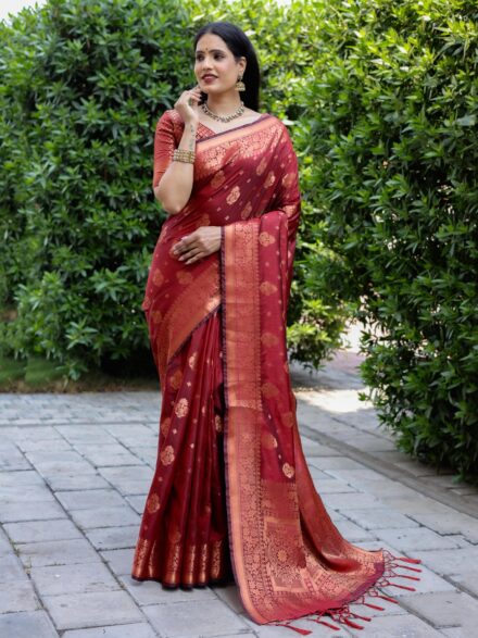 Maroon Color Indian Kanchipuram Soft Silk Weaving Work Saree With  Unstitched Running Blouse for Women Wear Wedding Wear Party Wear Saree -  Etsy Denmark